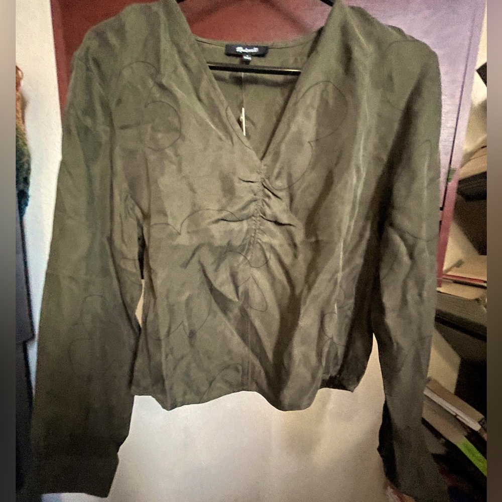 Madewell long sleeve green shirt